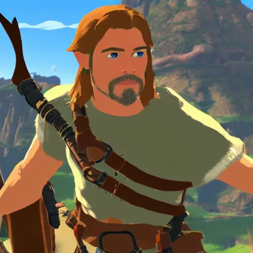 Prompt: Brad Pitt in The Legend of Zelda Breath of the Wild