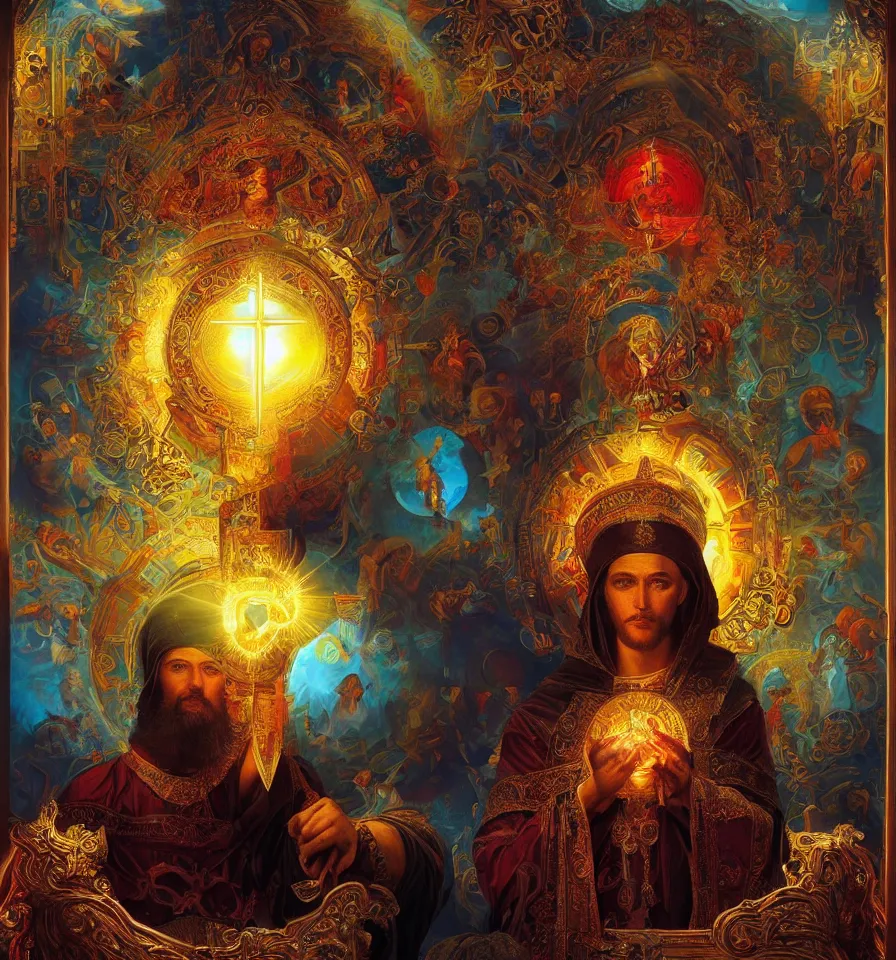 Image similar to A orthodox icon made of a blood + refractive light + caustics + backlit + incredible lighting + strong rim light + highly detailed + god rays + digital painting + HDRI + vivid colors + high contrast + 8k resolution + intricate + photorealistic + smooth + by Alvaro Castagnet + Peter Mohrbacher + Dan Mumford