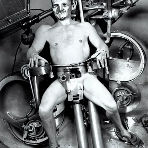 Image similar to photo. partially mechanical man. 1 9 4 2