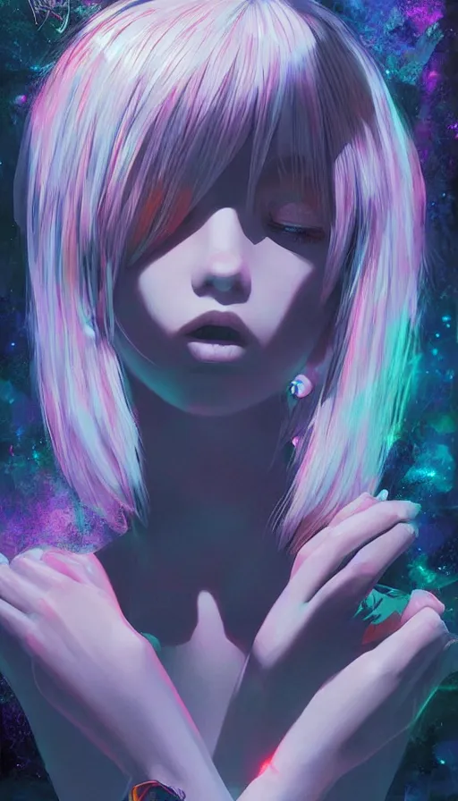 Image similar to psytrance artwork, by ilya kuvshinov