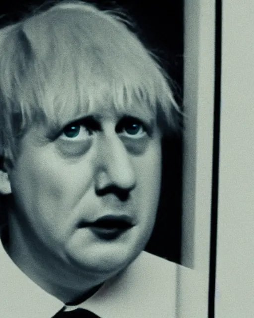 Prompt: dark still from cctv of a horror monster looking like boris johnson