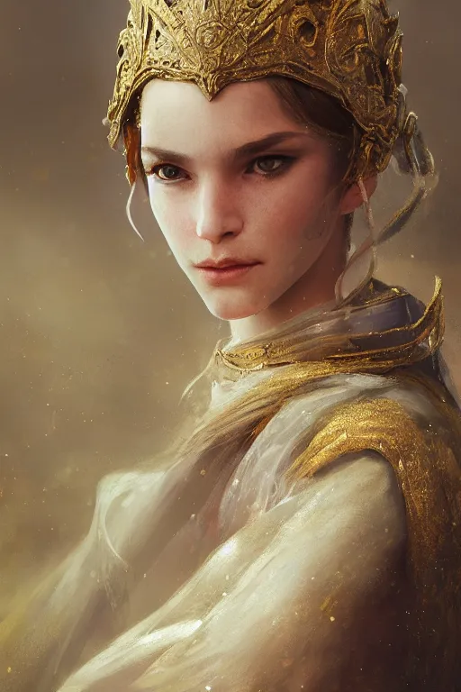 Prompt: medieval princess, gorgeous, close-up portrait, intricate, elegant, volumetric lighting, scenery, digital painting, highly detailed, artstation, sharp focus, illustration, concept art, ruan jia, steve mccurry