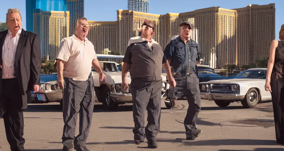 Prompt: first image heist comedy movie starring rodney dangerfield, sundance official selection. shot on the las vegas strip with alexa mini, stunning cinematography, golden hour, filmgrain.