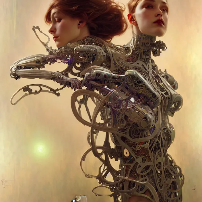 Image similar to organic cyborg, orchid, diffuse lighting, fantasy, intricate, elegant, highly detailed, lifelike, photorealistic, digital painting, artstation, illustration, concept art, smooth, sharp focus, art by John Collier and Albert Aublet and Krenz Cushart and Artem Demura and Alphonse Mucha