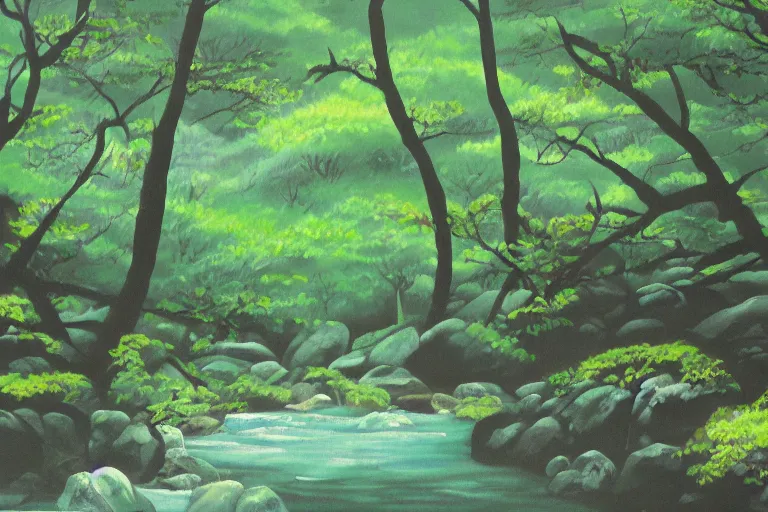 Prompt: yakushima forest painting