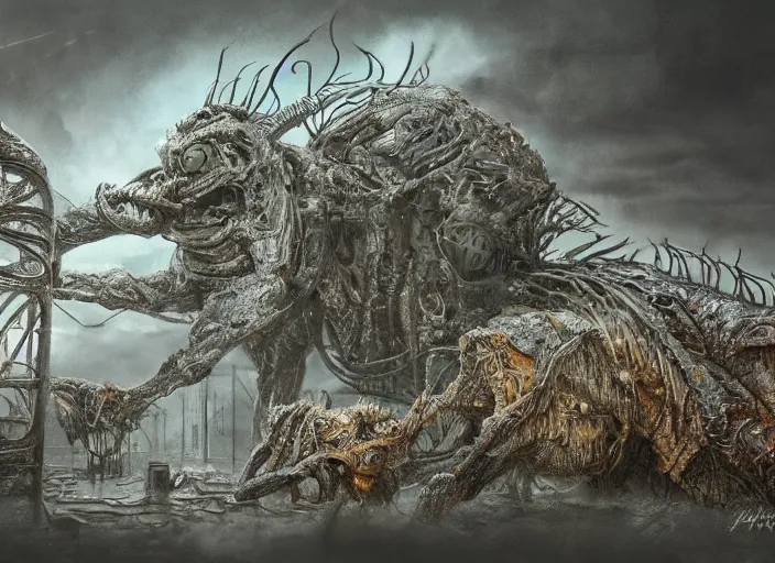 Image similar to detailed concept art nightmare Chernobyl mutated animal in full intricate detail, ultra detailed, digital art, octane render, 4K, dystopian, micro details