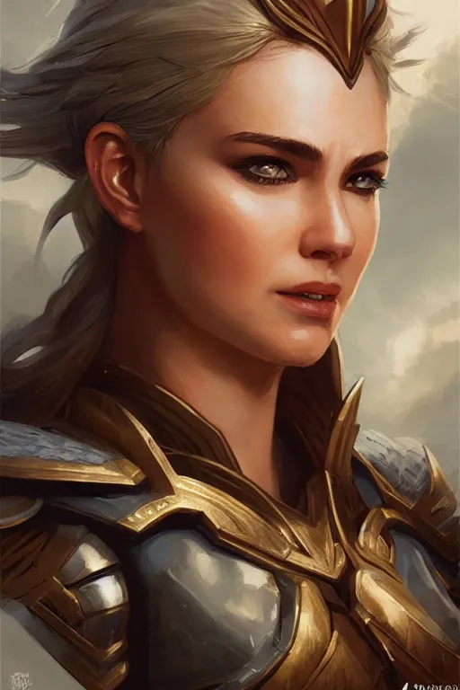 Image similar to amazon valkyrie athena, d & d, fantasy, portrait, highly detailed, headshot, digital painting, trending on artstation, concept art, sharp focus, illustration, art by artgerm and greg rutkowski and magali villeneuve