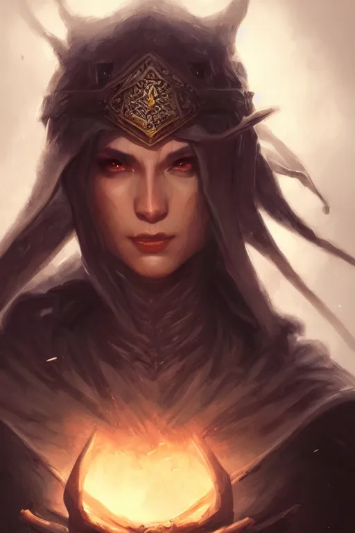 Image similar to dark mage, d & d, fantasy, portrait, highly detailed, headshot, digital painting, trending on artstation, concept art, sharp focus, illustration, art by artgerm and greg rutkowski and magali villeneuve