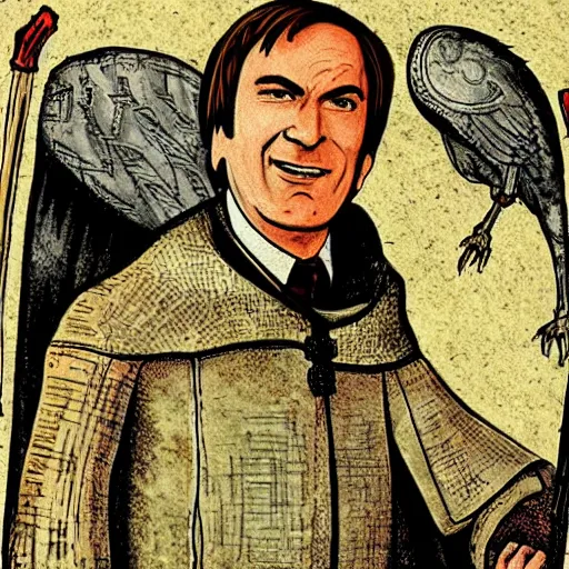 Image similar to saul goodman in a medieval bestiary