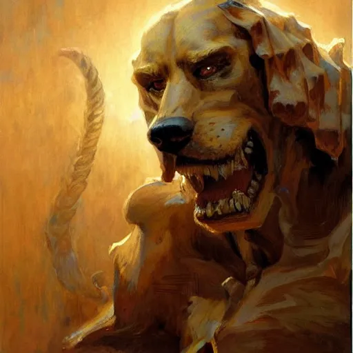 Image similar to a portrait of a giant dogman. highly detailed painting by gaston bussiere, craig mullins, j. c. leyendecker, furry