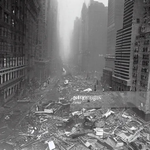 Image similar to new york city after a nuclear bomb