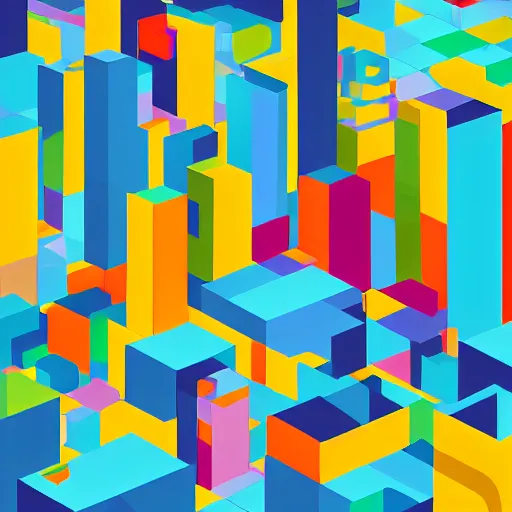 Image similar to geometric art of a city, made entirely from gradients, colorful, vector graphics