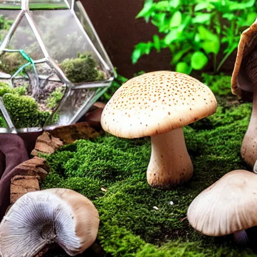 Image similar to giant mushroom inside a terrarium