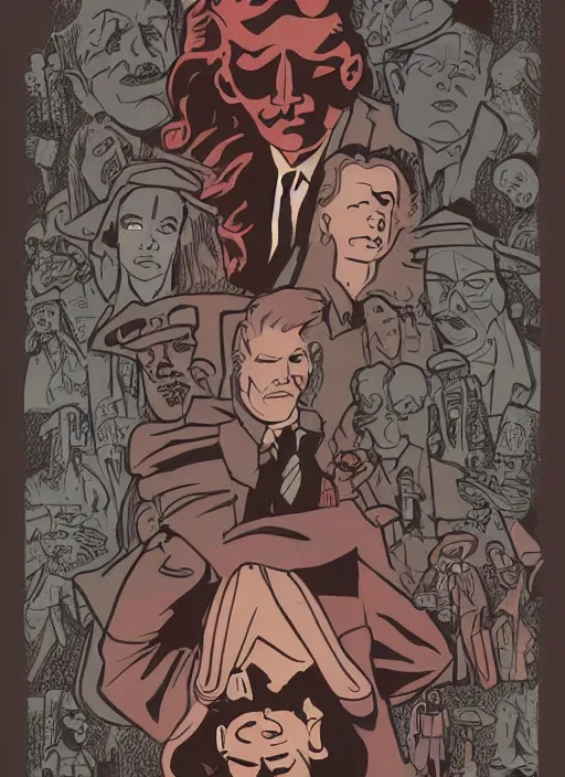 Image similar to twin peaks movie poster art by mike mignola