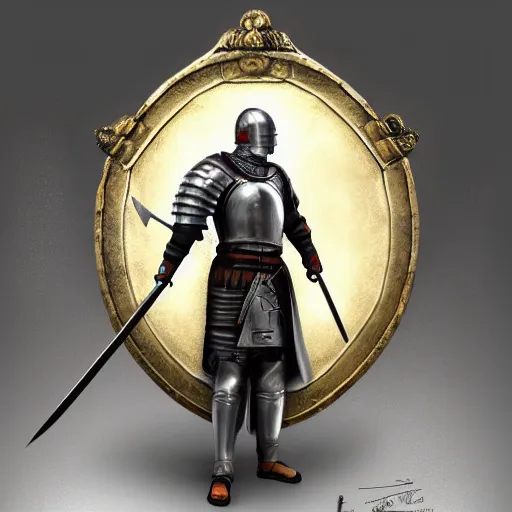 Prompt: a roman knight weilding a magical sword and shield in the style of anti-art trending on artstation deviantart Pinterest detailed realistic HD 8k High Resolution full body portrait