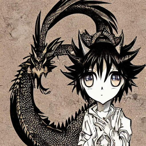 Image similar to An anime style drawing of a dragon