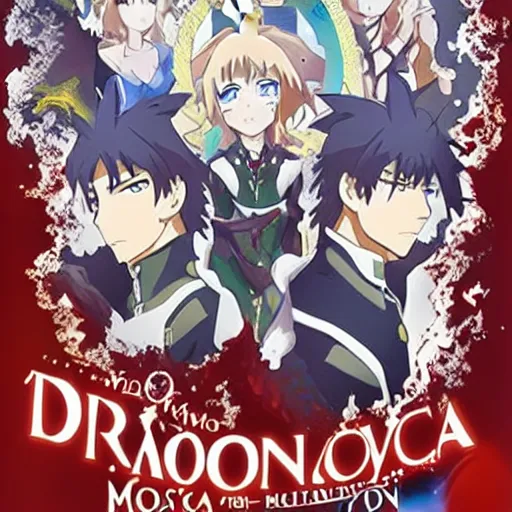 Prompt: poster for anime where Dragons invade Moscow