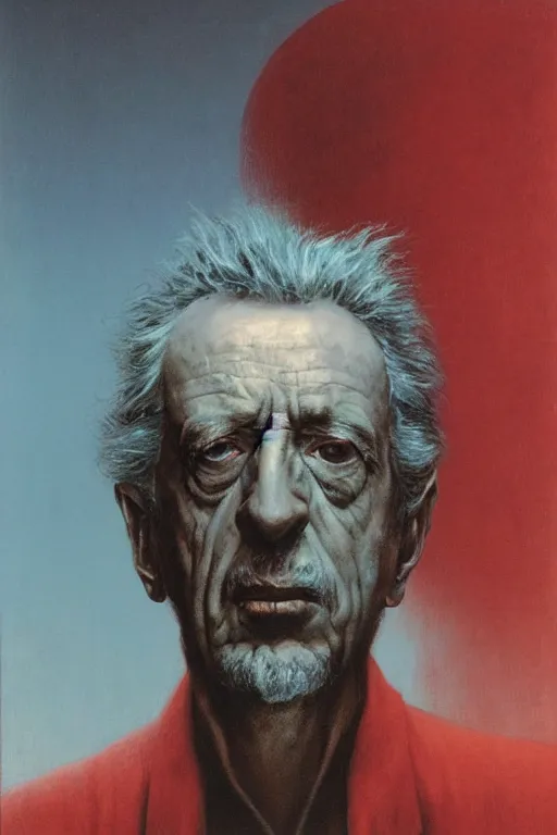 Image similar to portrait of Nicholas Ray by Zdzislaw Beksinski