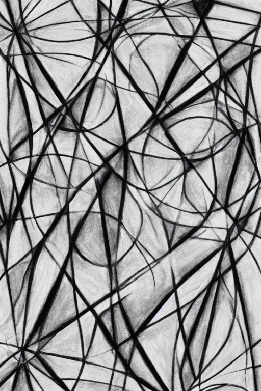 Image similar to abstract geometric patterns drawn in charcoal