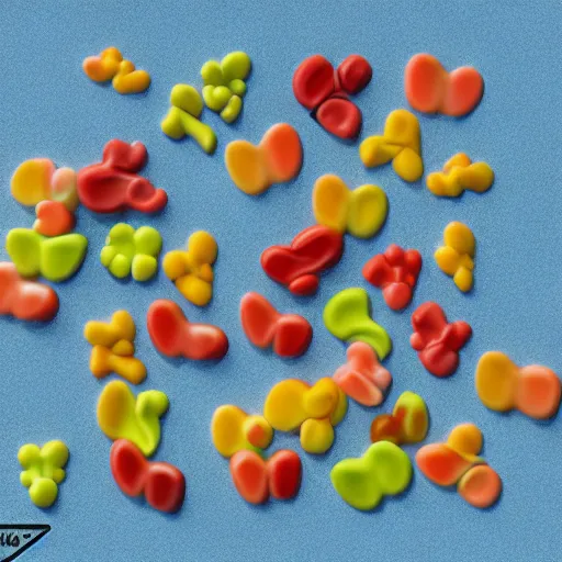 Image similar to naturally colored smile gummies, trending on artstation, anime style 4 k