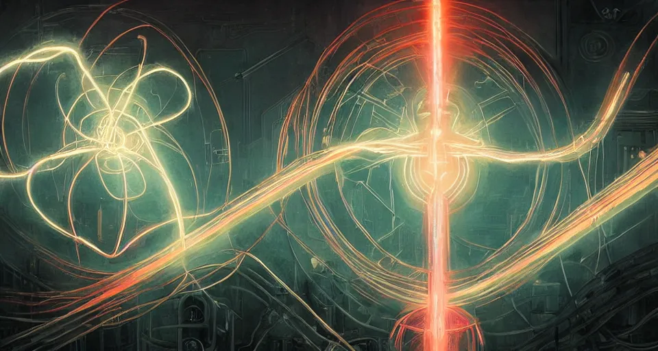 Prompt: electrical arcs from the body of nikolai tesla as he is surrounded by faint bolts of electricity, digital art, intricate, dramatic lighting, neon colors, cinematic, holographic runes, art by artgerm, greg rutkowski, norman rockwell