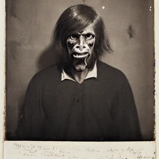 Image similar to photo portrait of ugly brutal animal face male cultist by Diane Arbus and Louis Daguerre