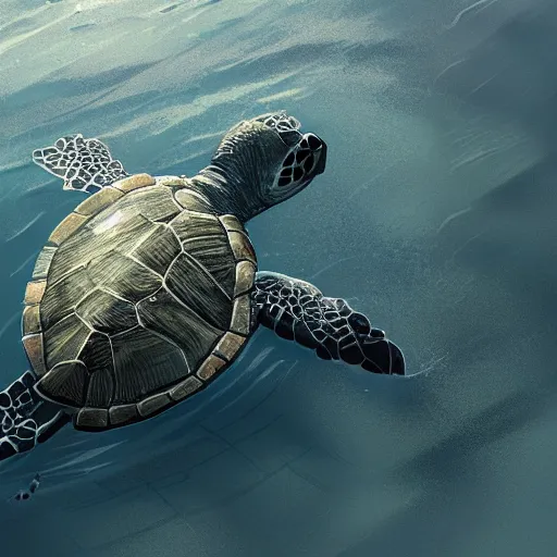 Prompt: a turtle in the sea, cute, minimalistic drawing, unreal engine, 8 k resolution, digital painting, by wlop, greg rutkowski