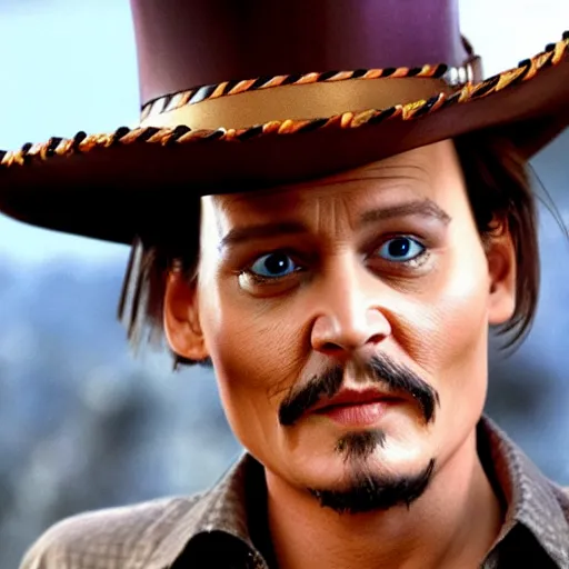 Image similar to johnny depp as woody from toy story