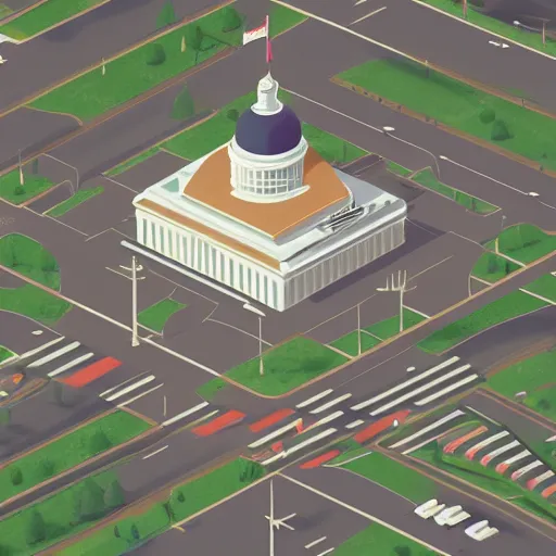 Prompt: united states capital and mall, isometric by rhads and beeple, cgsociety # isometric