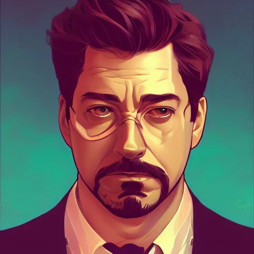 Prompt: John Krasinski as Tony Stark, ambient lighting, 4k, alphonse mucha, lois van baarle, ilya kuvshinov, rossdraws, artstation