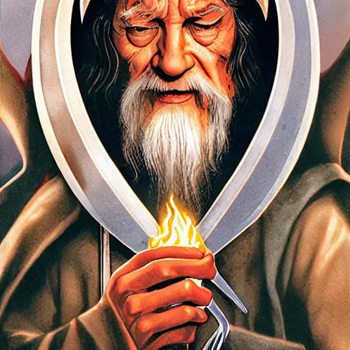 Image similar to comic book cover for'gandalf and the quest for pizza ', art by alex ross