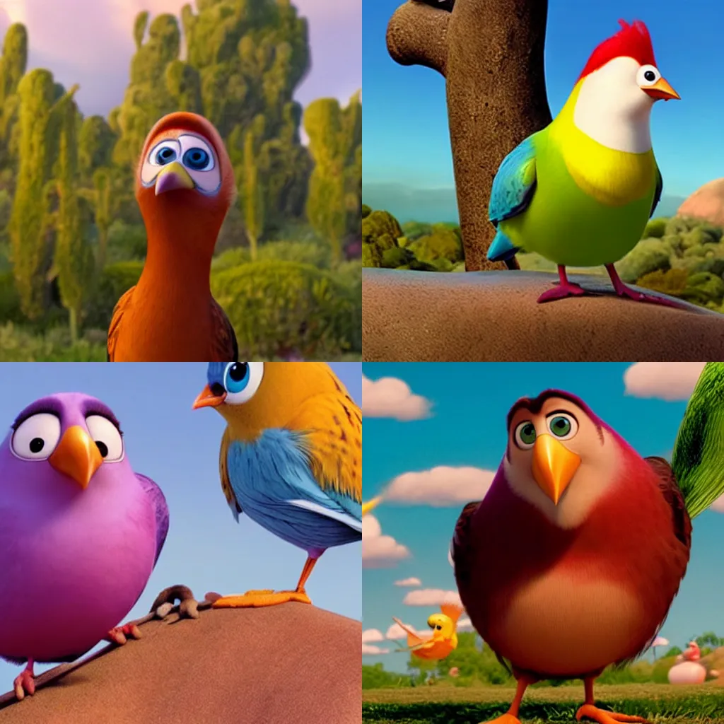 Prompt: funny bird as seen in Disney Pixar's Up (2009)