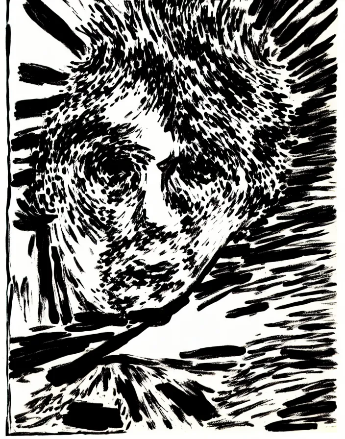 Prompt: art by raymond pettibon, black and white, extremely detailed!!!