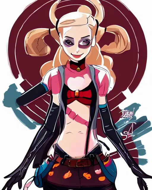 Prompt: cartoon female character inspired by harley quinn and star butterfly from star vs force the evil, artwork by studios ghibli and rossdraws, anatomically correct, smooth, highly detailed, sharped focus, symmetrical, perfect composition, illustration