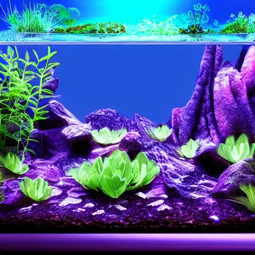 Prompt: glowing aquarium with plants inside digital art scary gothic mysterious