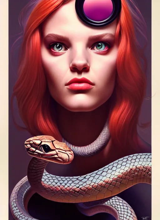 Prompt: snake portrait, pixar style, by tristan eaton stanley artgerm and tom bagshaw.