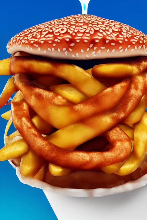 Prompt: a mc donalds commercial with a 3d snake spitting blue fire which is revealing realistic fries, commercial, 3d render, Mc donalds, 4k, sharp, by Beeple, Octane Render, cinema 4d