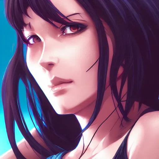 Prompt: a portrait of revy from black lagoon manga, art by lois van baarle and loish and ross tran and rossdraws and sam yang and samdoesarts and artgerm, digital art, highly detailed, intricate, sharp focus, trending on artstation hq, deviantart, unreal engine 5, 4 k uhd image