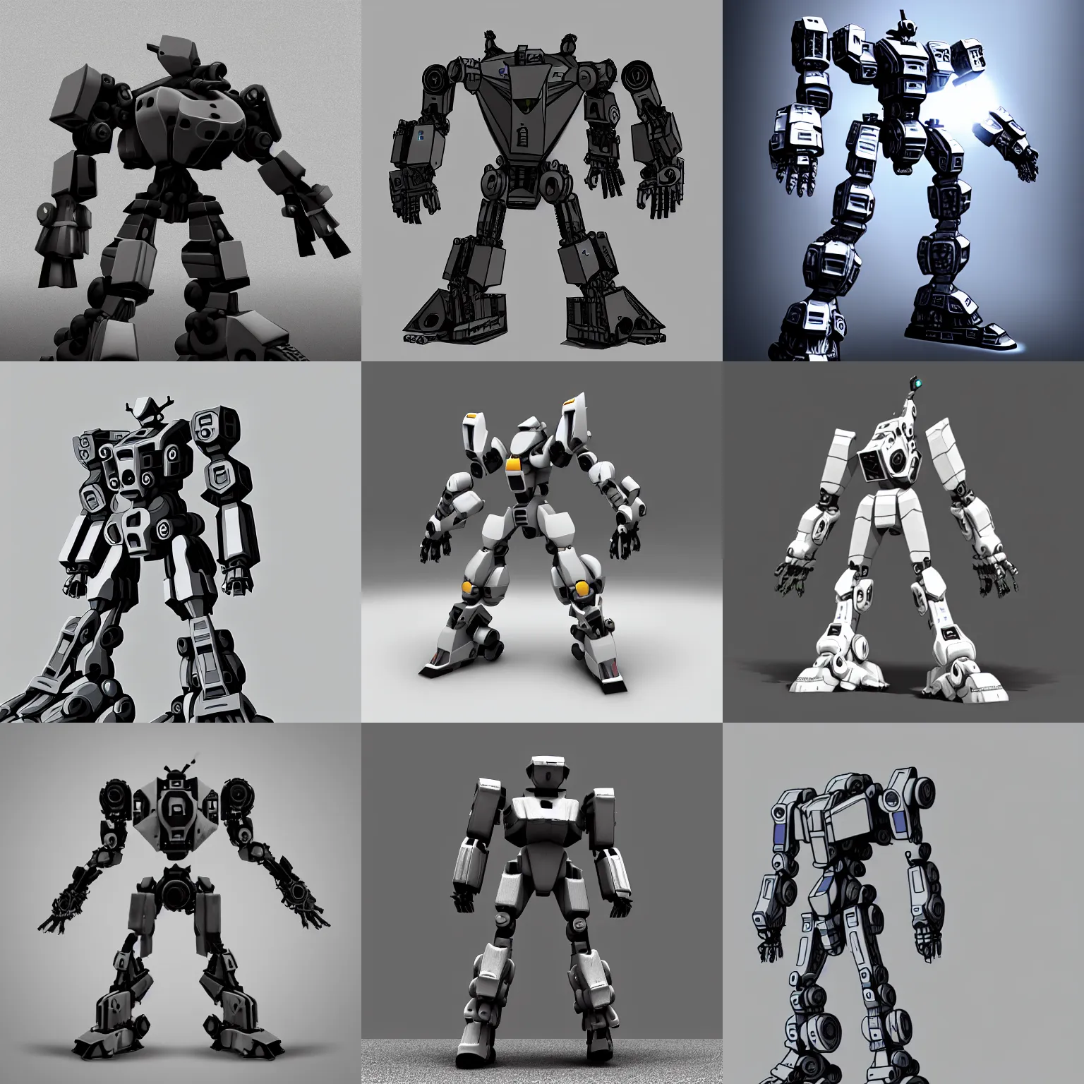 Prompt: gray mega mech, ps disappearing effect,