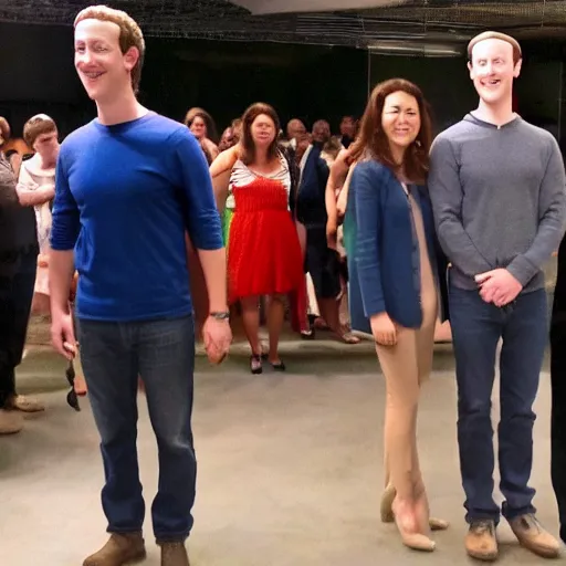 Prompt: Mark Zuckerberg standing beside Randi Zuckerberg