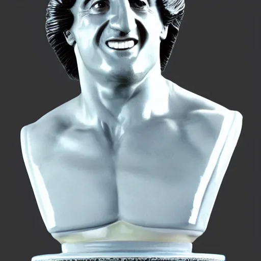 Image similar to porcelain bust of sylvester stallone, photo from the 70s