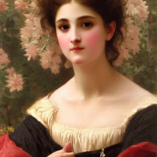 Image similar to portrait painting of a princess, close-up, elegant, graceful, by Bouguereau, highly detailed