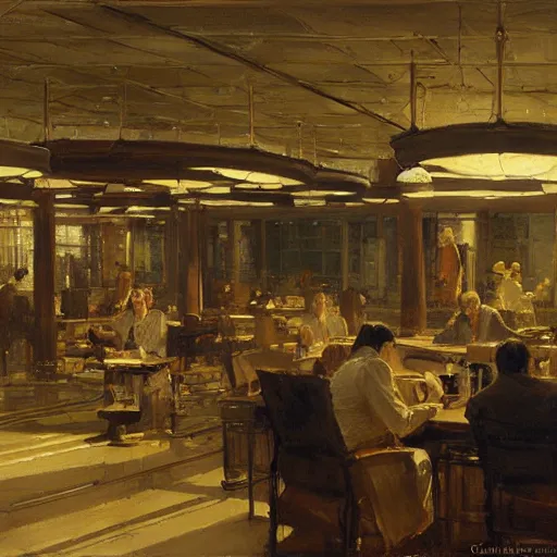 Image similar to detailed cinematic wide shot of sucession corporate office spring light, painting by gaston bussiere, craig mullins, j. c. leyendecker