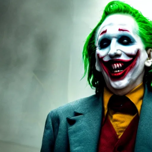 Prompt: film still of Marilyn Manson as joker in the new Joker movie