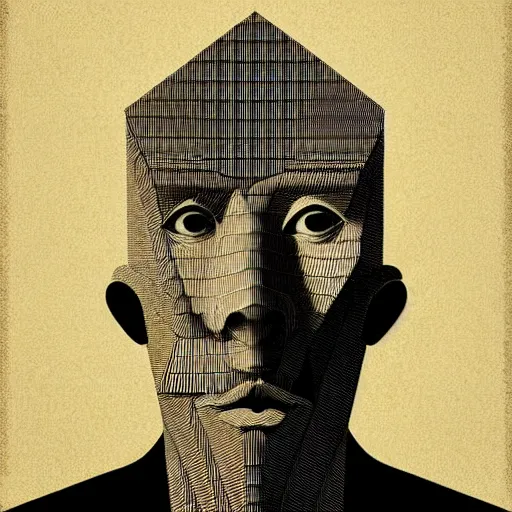 Image similar to grain effect polish poster conceptual figurative post - morden monumental portrait made by escher and piranesi, highly conceptual figurative art, intricate detailed illustration, illustration sharp geometrical detail, vector sharp graphic, controversial poster art, polish poster art