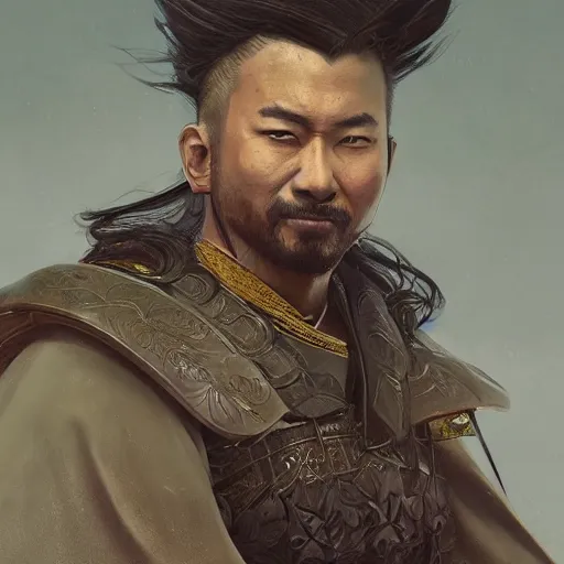 Image similar to a beautfiul award winning commission portrait of a samurai,digital art,art by greg rutkowski,character design by charles bowater,photorealistic,ross tran,hyperdetailed,detailed face,fascinating,2021,western comic style