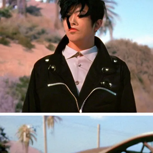 Image similar to a film still of Josuke Higashikata from Jojolion in ''Mulholland Drive''(2001)