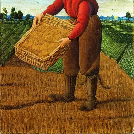 Image similar to Farmer tilling his field by Botticelli,