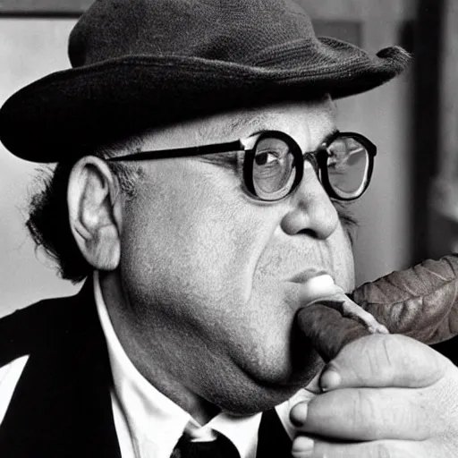 Image similar to Danny Devito smoking a cigar