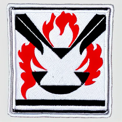 Image similar to a photo of a retro minimalist clean fire flames warning caution patch